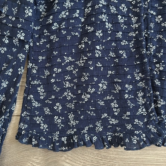 Maeve Anthropologie Floral Navy Blue Women's Long Sleeved Top Size Large P - Picture 3 of 11